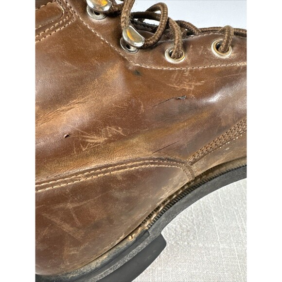 VTG Justin Basics Brown Kiltie Distressed Chore Work Boots Women’s Sz 7.5B - Picture 16 of 16